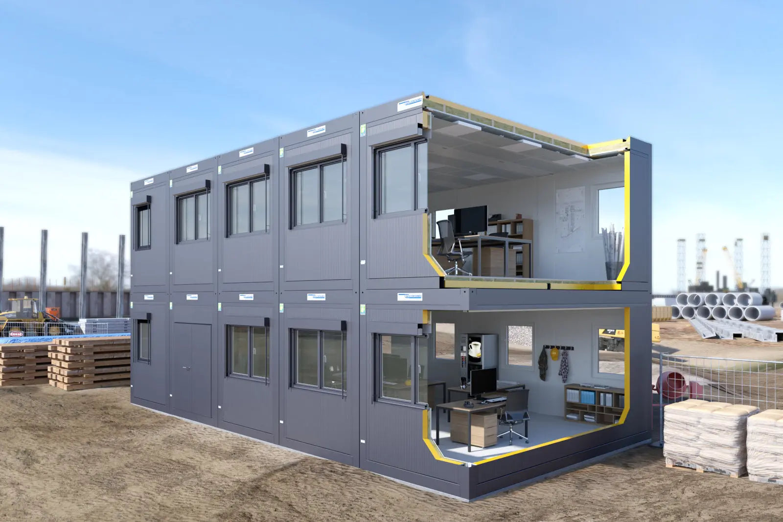 Lager-und-Bürocontainer BBT Bäuerle Bau Team