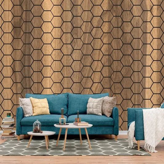 Akustikpaneel 5x Hexagon Nussbaum 567x693x18mm (1,96m²) JVL Design