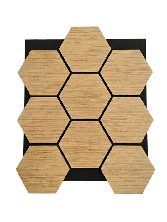 Akustikpaneel 5x Hexagon Teak 567x693x18mm (1,96m²) JVL Design