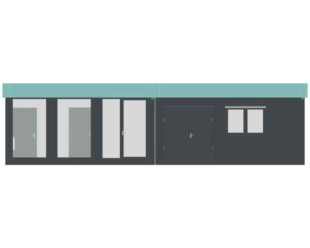 Büro- und Sanitärcontaineranlage PLUS Line 20’ – Komplettsystem BBT Bäuerle Bau Team