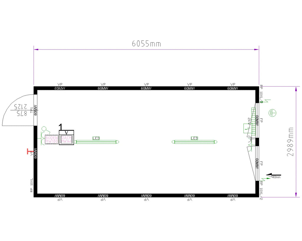 Bürocontainer BM 20' XL (3M) Containex
