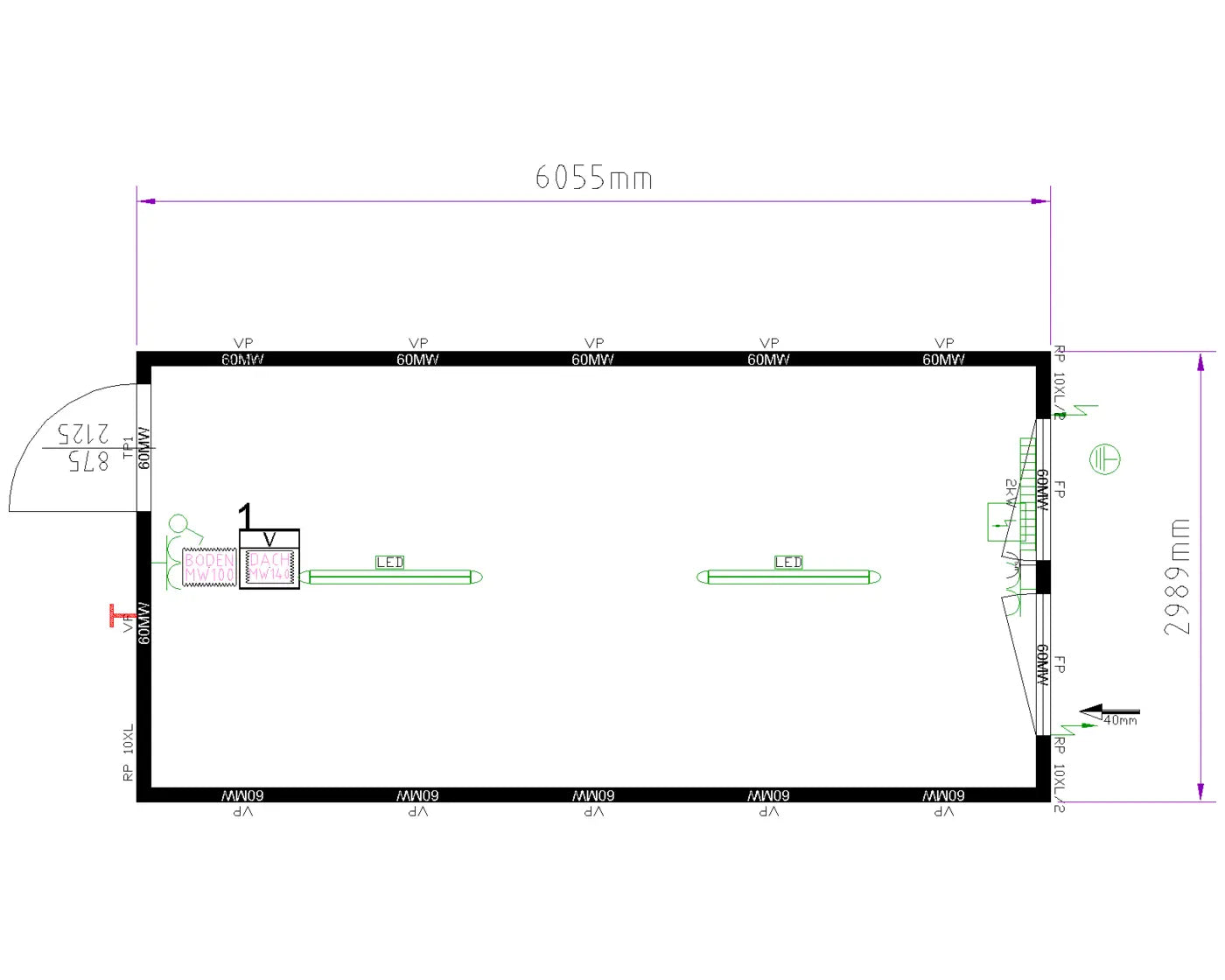 Bürocontainer BM 20' XL (3M) Containex