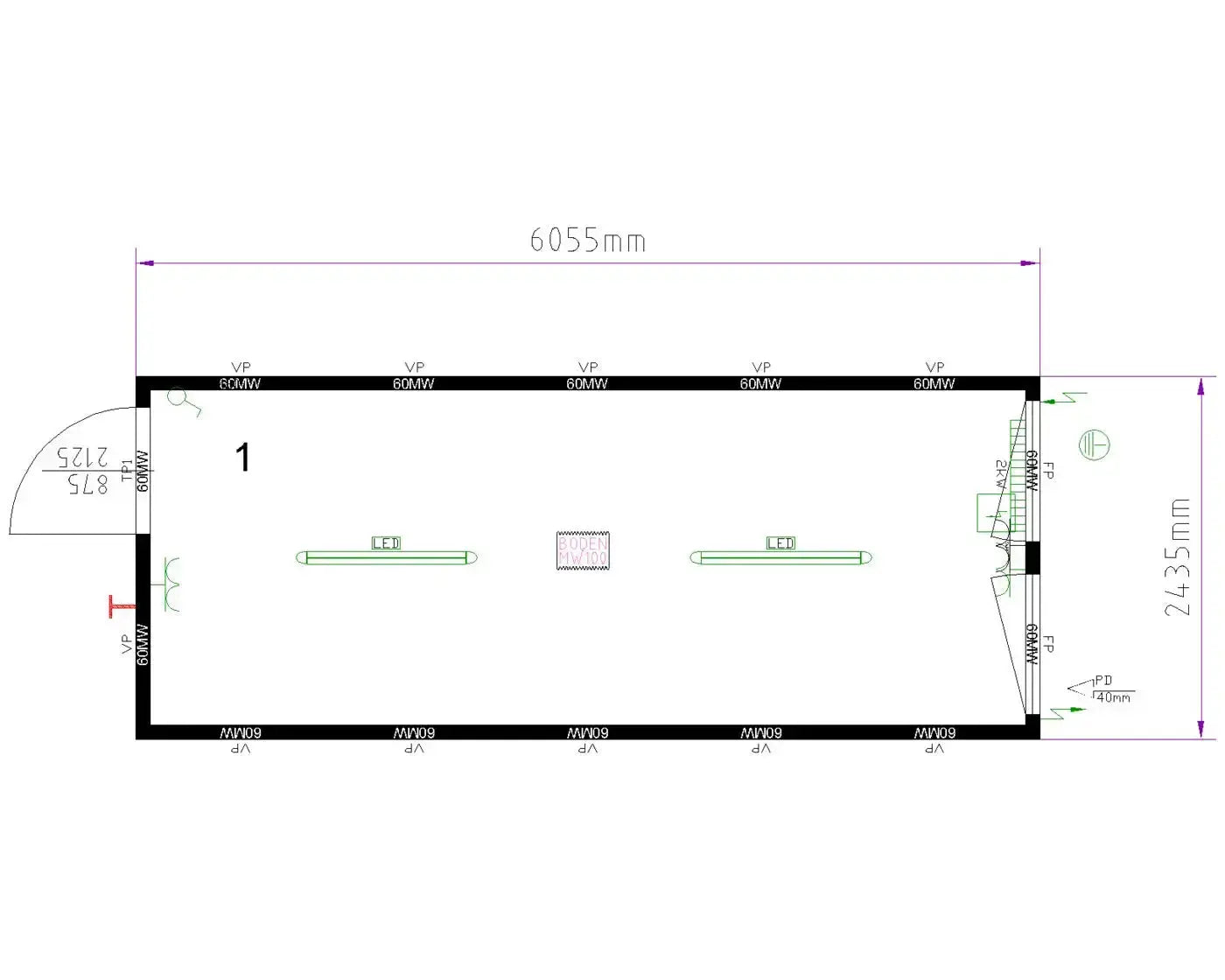 Bürocontainer BasicLine 20' RAL  9002 Grauweiß Containex