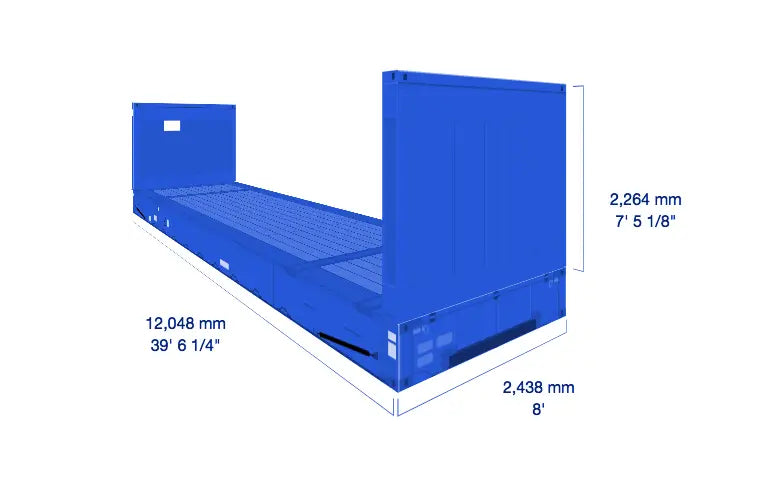 Seecontainer 40' Flat Rack One Way BBT Bäuerle Bau Team